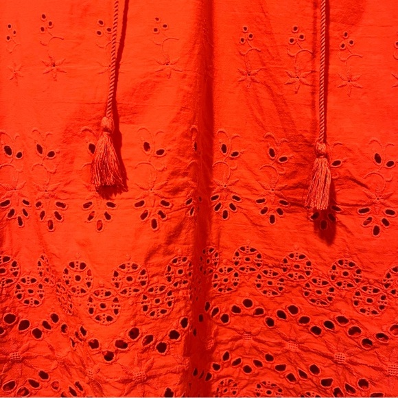 Madewell Bright Red Eyelet Lattice Cotton top size small - Picture 3 of 16